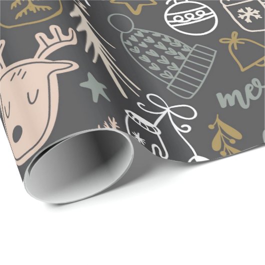 Modern Merry Little Kerstmis Cadeaupapier (Rol Hoek)