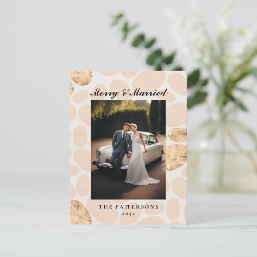 Modern Merry Married customer specific photo  Feestdagenkaart (Staand voorkant)