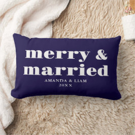 Modern Merry & Married Gepersonaliseerde Blauwe Ke Kussen