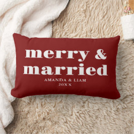 Modern Merry & Married Gepersonaliseerde Rode Kers Kussen
