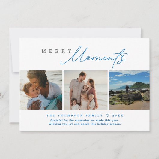 Modern Merry Moments Multi-Photo Beach Holiday Feestdagenkaart (Voorkant)