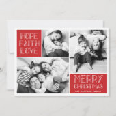 Modern Merry Photo Collage | Rood | Feestdagenkaart (Voorkant)