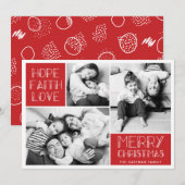 Modern Merry Photo Collage | Rood | Feestdagenkaart (Voorkant / Achterkant)
