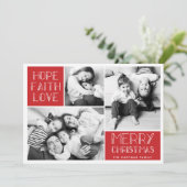 Modern Merry Photo Collage | Rood | Feestdagenkaart (Staand voorkant)