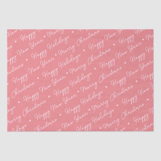 Modern Merry Prettige feestdagen Roze script Tissuepapier (Voorkant)