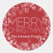 Modern Merry Red Bokeh op maat Ronde Sticker (Voorkant)