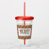 Modern Merry Red Green Stripes Pattern Acryl Drinkbeker (Voorkant)