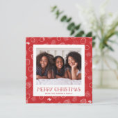 Modern Merry | Rood | Vierkant | Foto Feestdagenkaart (Staand voorkant)