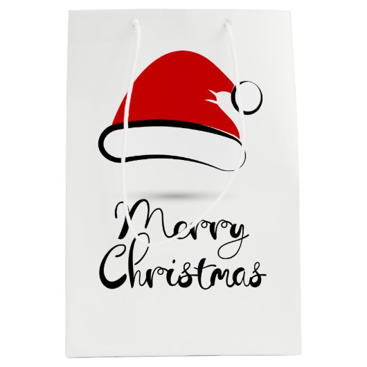 Modern Merry Santa Hat Gift Bag Medium Cadeauzakje (Voorkant)
