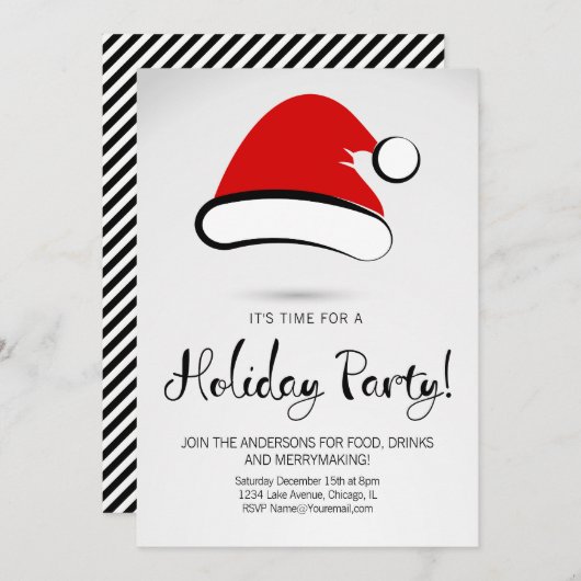 Modern Merry Santa Hat Holiday Kaart (Voorkant / Achterkant)