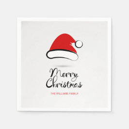 Modern Merry Santa Hat Paper Napkin Servet