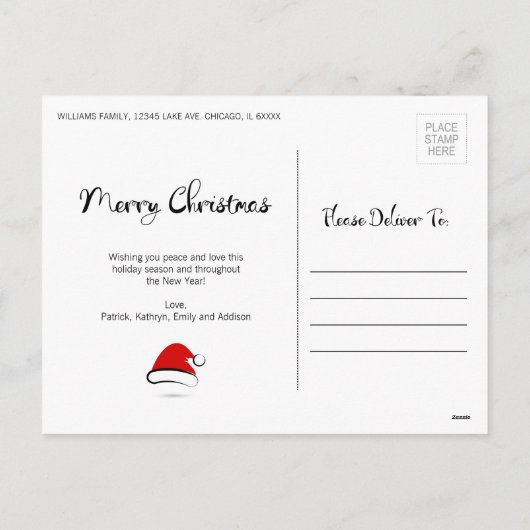 Modern Merry Santa Hat Photo Briefkaart (Achterkant)