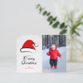 Modern Merry Santa Hat Photo Briefkaart (Staand voorkant)