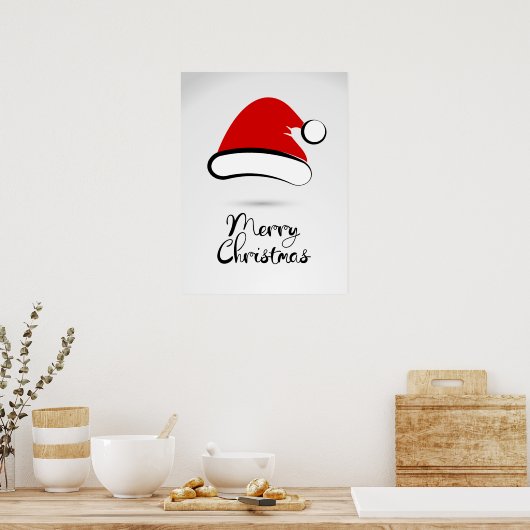 Modern Merry Santa Hat Poster Sign (Keuken)