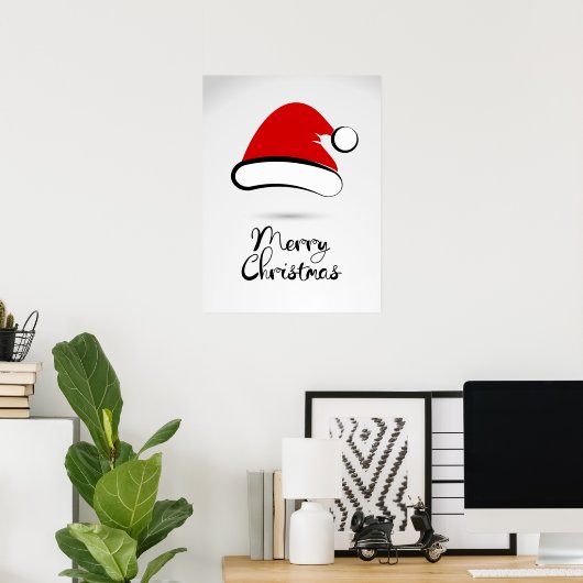 Modern Merry Santa Hat Poster Sign (Thuiskantoor)