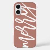 Modern Merry Script Neutraal en Wit Kerstmis Case-Mate iPhone Case (Achterkant)