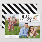 Modern Merry Two Photo KerstWhite Feestdagenkaart (Voorkant / Achterkant)
