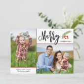 Modern Merry Two Photo KerstWhite Feestdagenkaart (Staand voorkant)