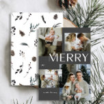 Modern Merry Winter 4 Foto Zwart Waterverf Xmas Feestdagenkaart<br><div class="desc">Laat je vrienden en familie dit jaar weten dat je om de Modern Merry Winter 4 Photo Black Waterverf kerstkaart geeft. Niet alleen is het stijlvol en up-to-date, maar er is ook voldoende ruimte voor u om vier van uw favoriete herinneringen van het afgelopen jaar op te nemen. Het ontwerp...</div>