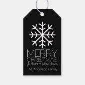 Modern Merry Winter Snowflake black Cadeaulabel (Voorkant)