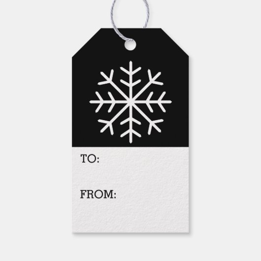 Modern Merry Winter Snowflake black Cadeaulabel (Achterkant)