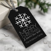 Modern Merry Winter Snowflake black Cadeaulabel