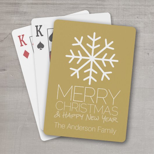 Modern Merry Winter Snowflake - goud Speelkaarten