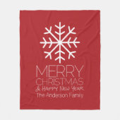 Modern Merry Winter Snowflake - rood Fleece Deken (Voorkant)