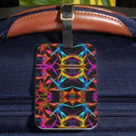 Modern Messy Pattern Black en Colorful Bagagelabel