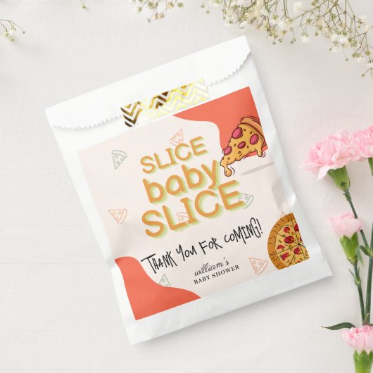 Modern Messy Slice Baby Slice Pizza Baby shower Bedankzakje (Gezegeld)