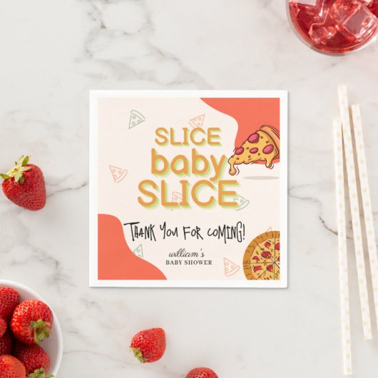 Modern Messy Slice Baby Slice Pizza Baby shower Servet (Insitu)