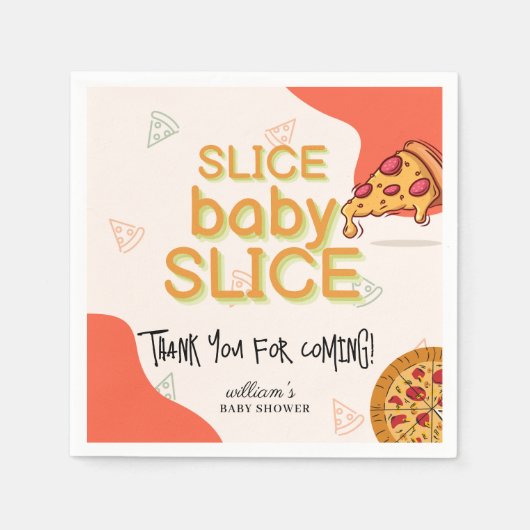 Modern Messy Slice Baby Slice Pizza Baby shower Servet (Voorkant)