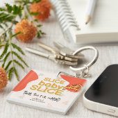 Modern Messy Slice Baby Slice Pizza Baby shower Sleutelhanger (Voorkant Rechts)