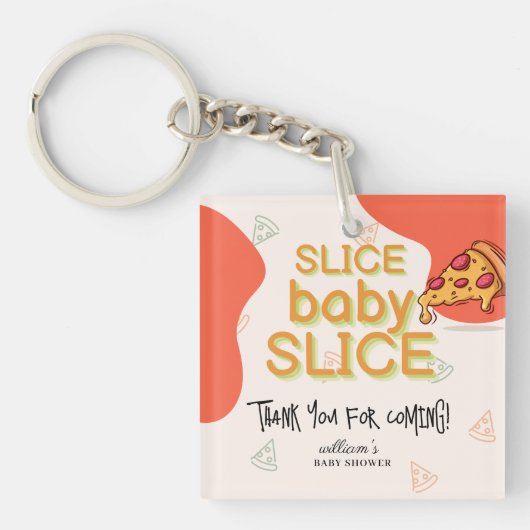 Modern Messy Slice Baby Slice Pizza Baby shower Sleutelhanger (voorkant)
