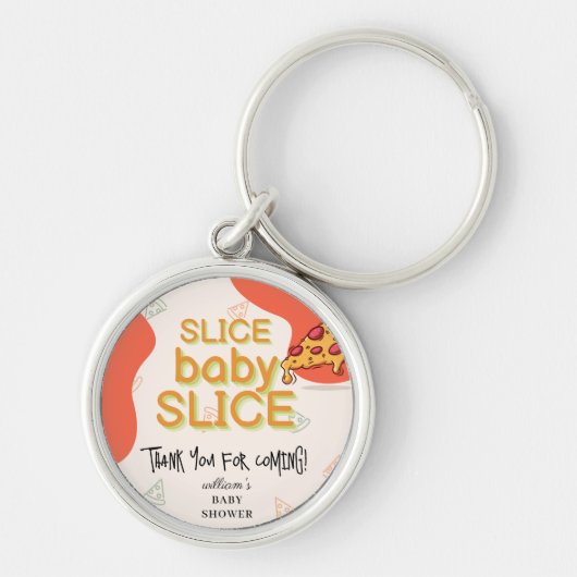 Modern Messy Slice Baby Slice Pizza Baby shower Sleutelhanger (Voorkant)