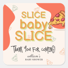 Modern Messy Slice Baby Slice Pizza Baby shower Vierkante Sticker