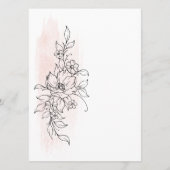 Modern met Blush Waterverf en Zwarte Bloemen Menu (Achterkant)