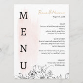 Modern met Blush Waterverf en Zwarte Bloemen Menu (Voorkant)