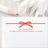 Modern met de hand getekend Red Bow Christmas Retu Etiket (Insitu)