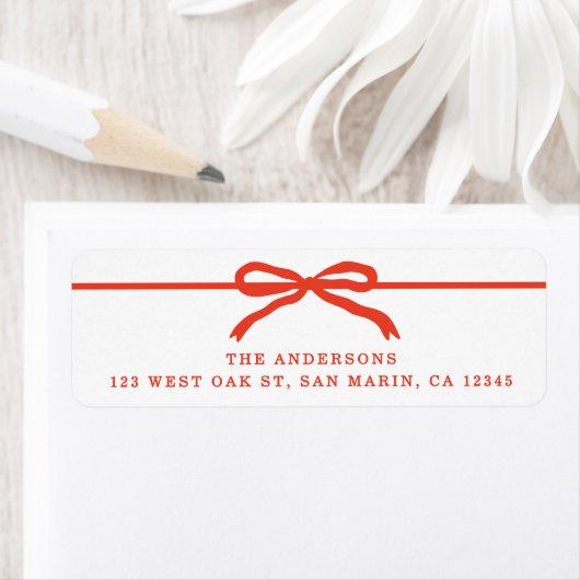 Modern met de hand getekend Red Bow Christmas Retu Etiket (Insitu)