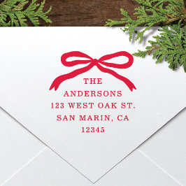 Modern met de hand getekend Red Bow Christmas Retu Zelfinktende Stempel
