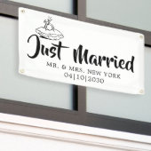 Modern met een hart dat net getrouwd is spandoek (Buitenkant Gebouw)