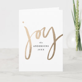 Modern met handschrift Joy Gold non-Photo Feestdagen Kaart