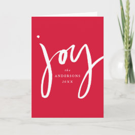 Modern met handschrift Joy Red, niet-foto Feestdagen Kaart