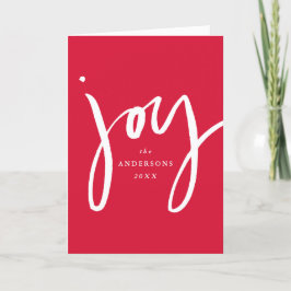Modern met handschrift Joy Red, niet-foto Feestdagen Kaart