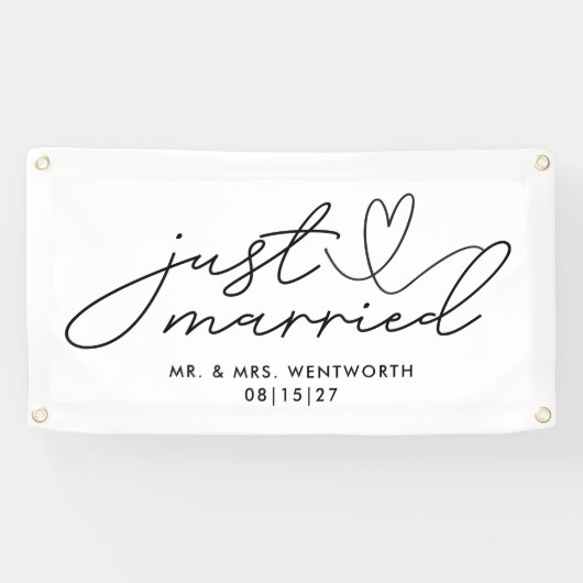 Modern met Hart Gewoon Getrouwd Auto Banner (Horizontaal)