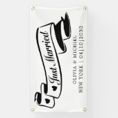 Modern Met Hart Net Getrouwd Auto Spandoek (Verticaal)