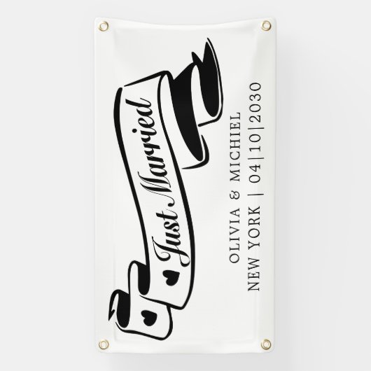 Modern Met Hart Net Getrouwd Auto Spandoek (Verticaal)