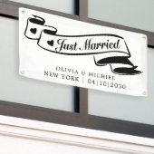 Modern Met Hart Net Getrouwd Auto Spandoek (Buitenkant Gebouw)