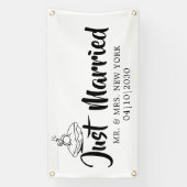 Modern Met Hart Net Getrouwd Spandoek (Verticaal)